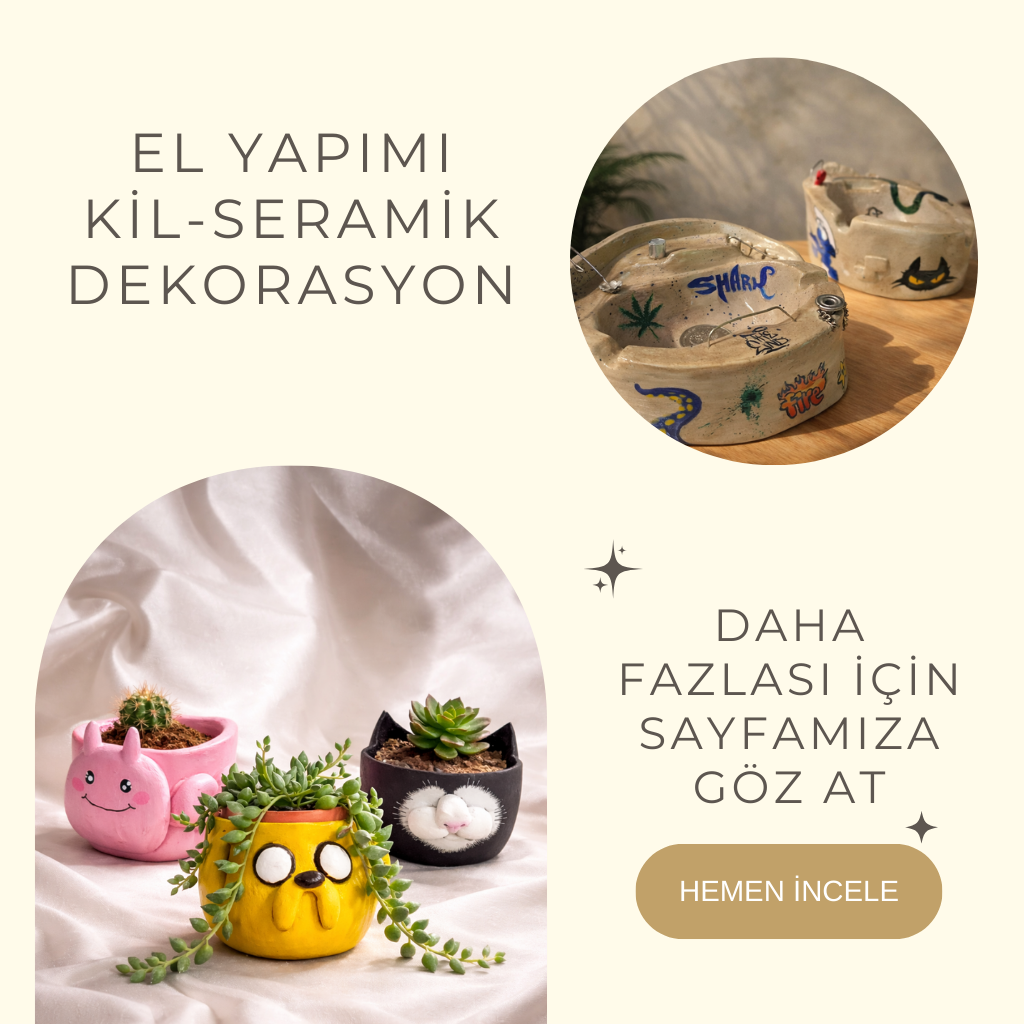 El yapımı kil saksılar, beyaz kumaş arka plan üzerinde dekoratif ürün görseli