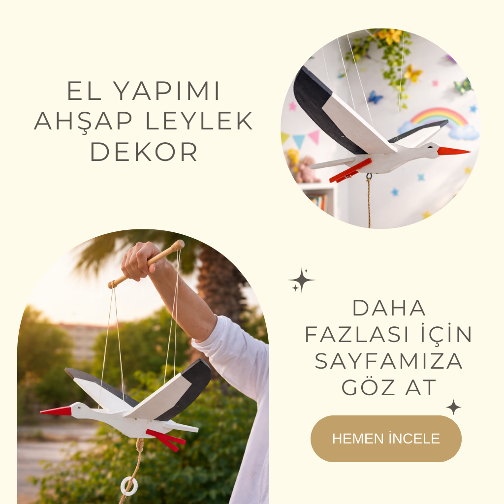Doğallığın en zarif hali: el yapımı ahşap leylek dekor