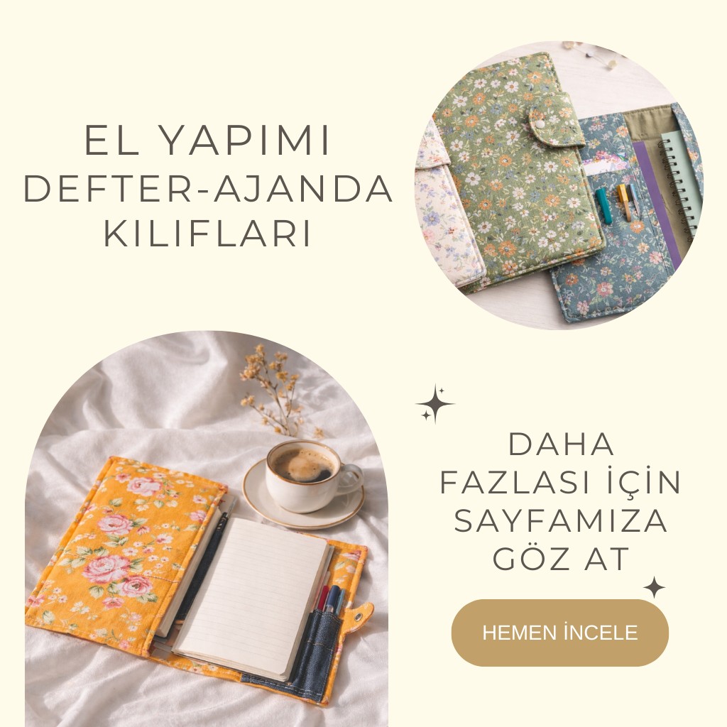 El yapımı ajanda ve defter kılıfı, sade arka plan üzerinde ürün görsel