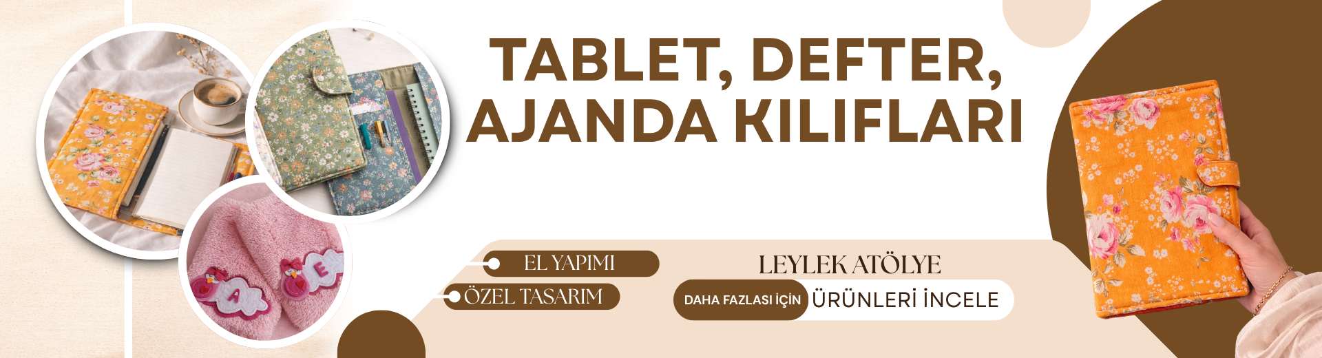 El yapımı ajanda ve defter kılıfı, kumaş organizer kapak tasarımı