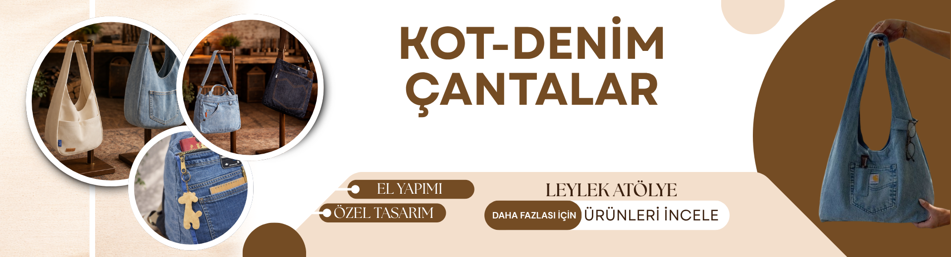 El yapımı kot çanta ve organizer, günlük kullanıma uygun fonksiyonel tasarım